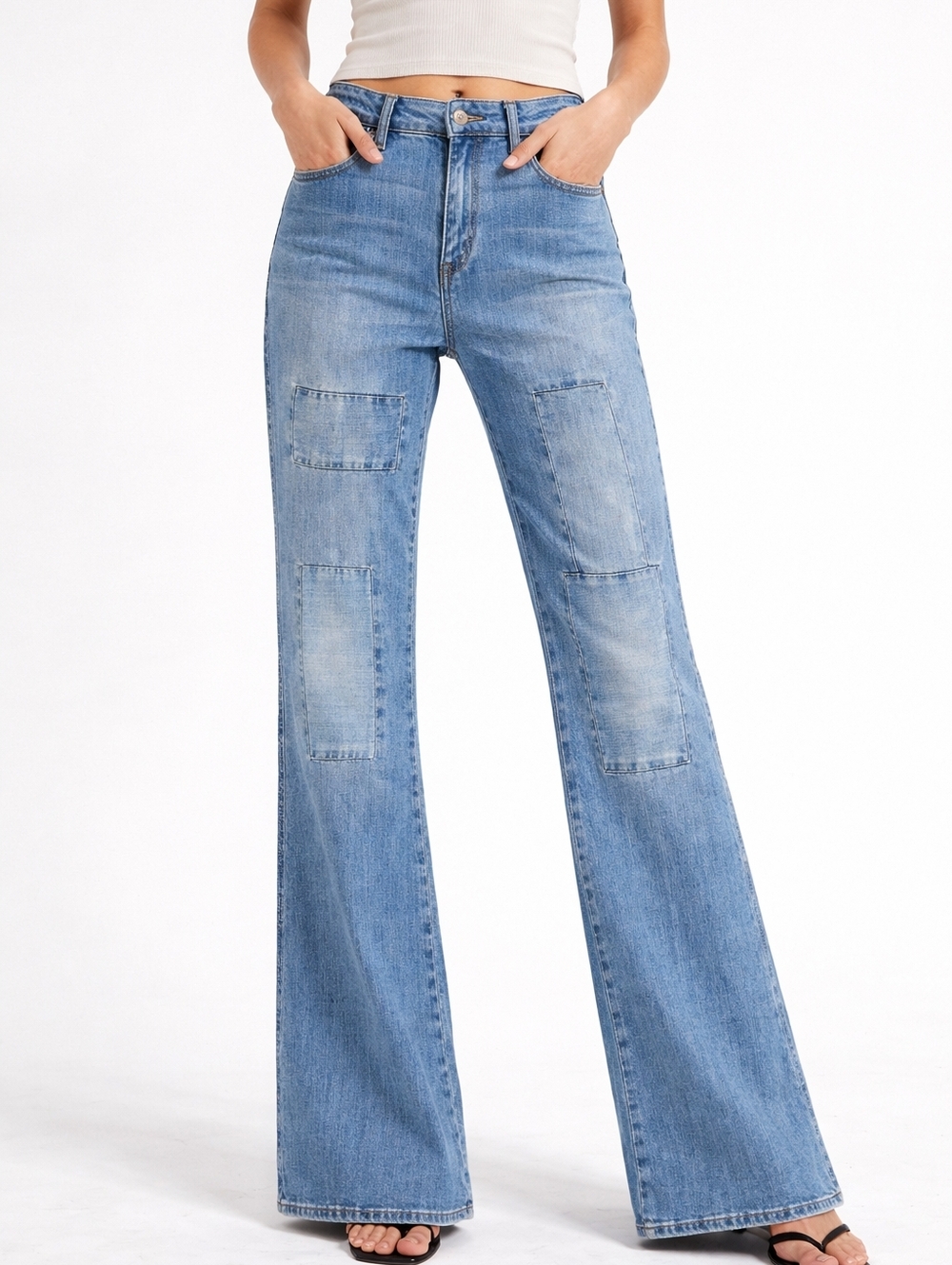 MIH Jeans London Women High Rise For Tall Girls Flare Patchwork  Pants Size 30